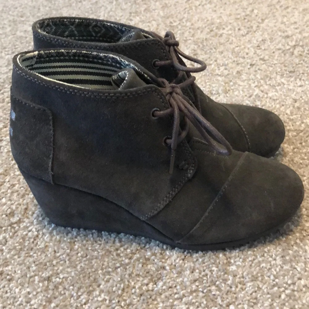 TOMS Grey‎ Wedge Bootie